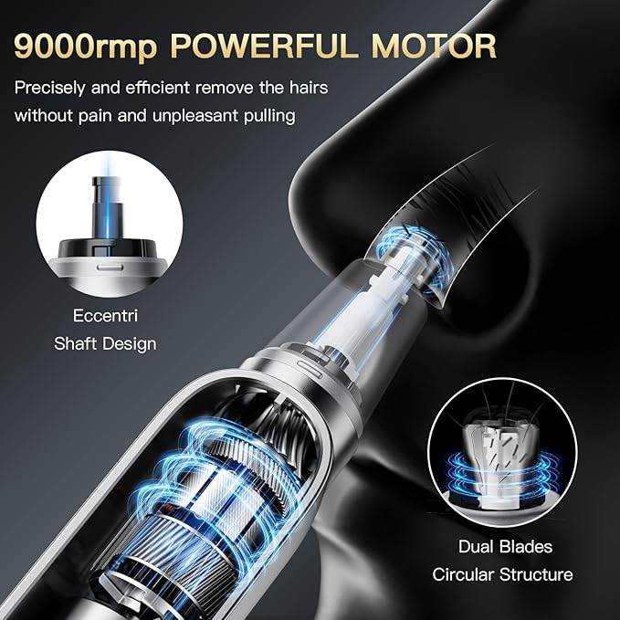 coldSky Ear & Nose Hair Trimmer with LED Display for Men Women - Professional Painless Eyebrow & Facial & Nose Hair Trimmer, USB Rechargeable, Dual-Edge Blades for Smoother Cutting Sliver