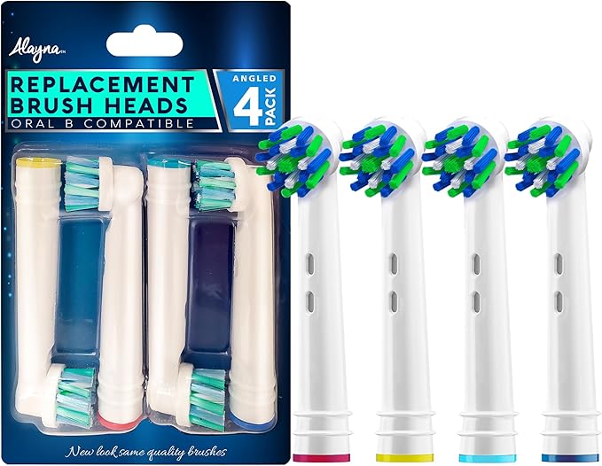 Replacement Brush Heads for Oral B- Pack of 4 Cross Generic Electric Toothbrush Heads for Oralb Braun- Crossact Toothbrushes Compatible with Most Oral-B Bases- Quality Action Bristles