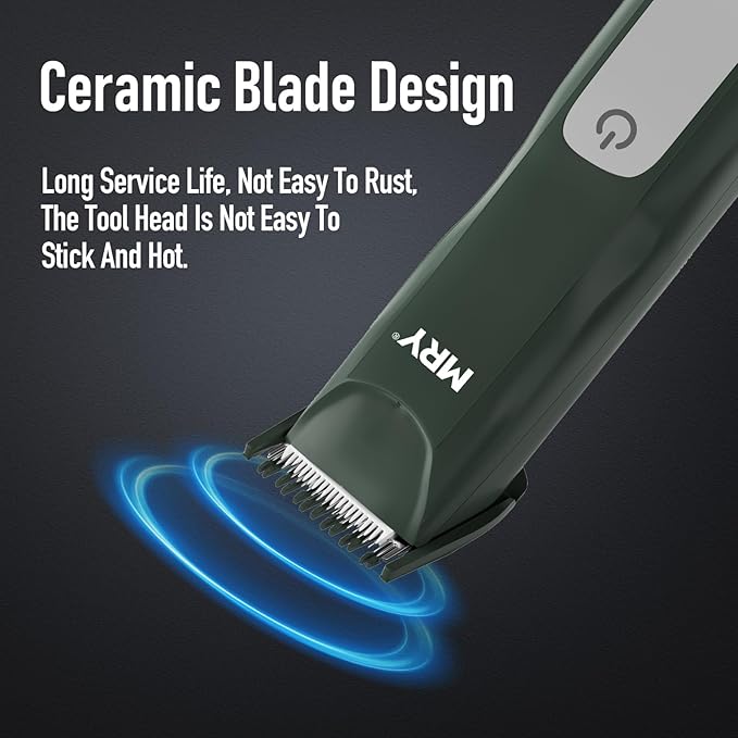 MRY Groin Trimmer for Men & Women - Ipx6 Waterproof, USB Charging, Ceramic Blade Electric Trimmer for Pubic/Body/Groin Grooming/Face/Legs/Facial (Ash Black Color)