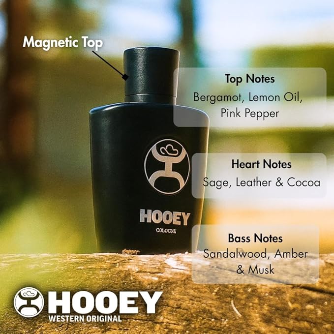 HOOEY Men's Cologne Spray - Clean & Fresh Scent with Notes of Bergamot, Lemon Oil, Leather, Sandalwood & Musk - Long-Lasting Cologne for Men - Travel Size Perfume for Confidence & Adventure (3.4 oz)