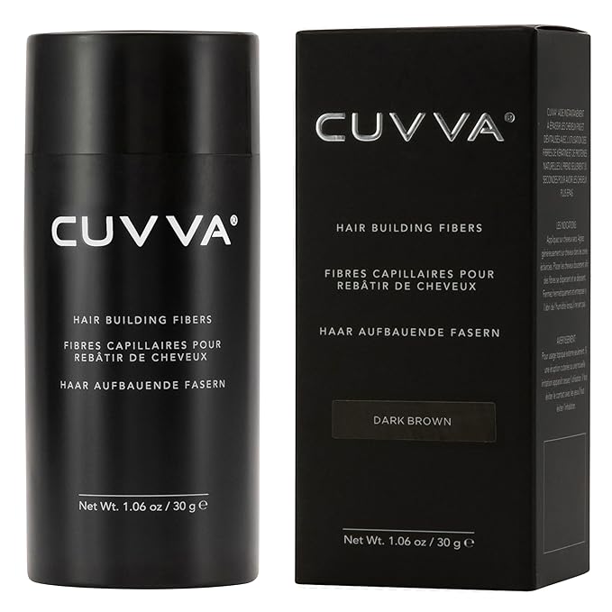 CUVVA Hair Building Fibers (30g) - Instantly Fill in Fine and Thinning Hair to Create a Thicker, Fuller Look - 14 Different Shades for Men & Women - Dark Brown