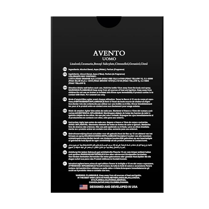 Hybrid & Company Avento Uomo For Men Eau De Toilette Vaporisateur Natural Spray 3.4 Fl Oz