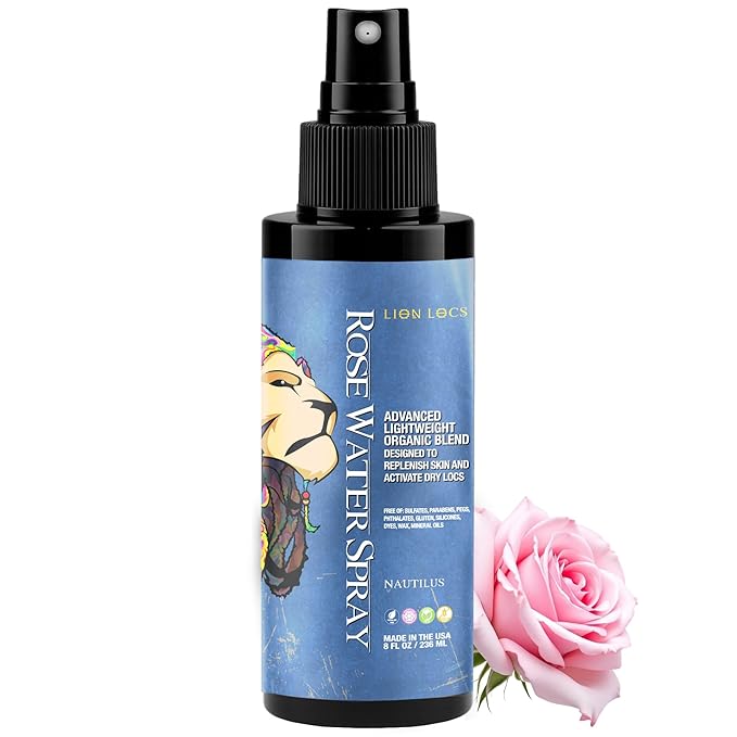 Lion Locs Rosewater Moisturizing Spray for Locs and Skin | Organic Vegan Conditioner Rose Water for All Hair Types.