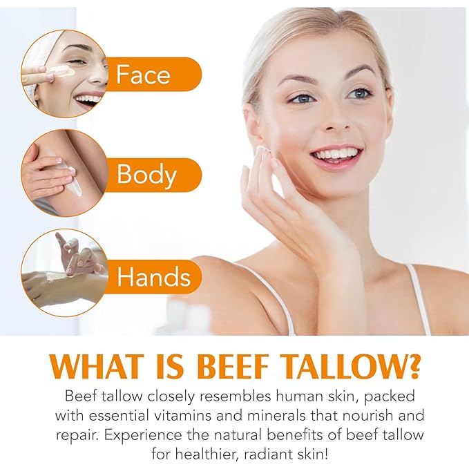 Beef Tallow for Skin, Tallow and Honey Cream Natural Tallow Face Moisturizer,Hydrating Beef Tallow Balm Deeply Moisturizing for Face & Body Skin Care