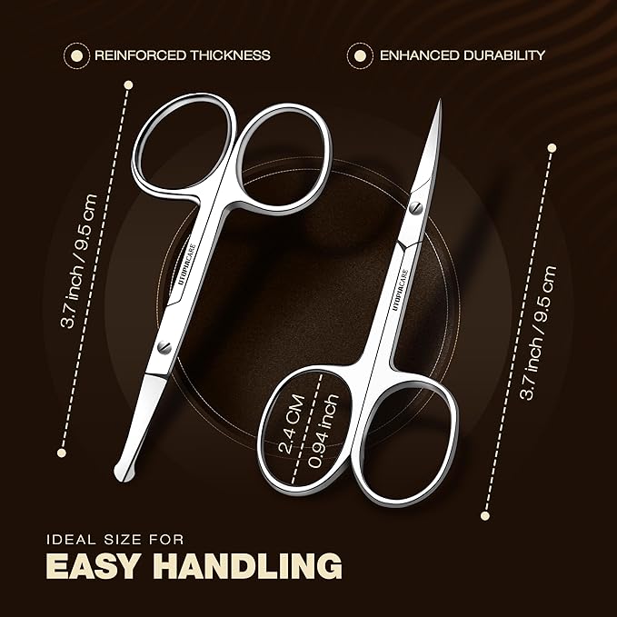 Utopia Care Eyebrow Scissors, Professional Stainless Steel Small Shears for Men and Women, Nose Hair Scissors for Grooming Mustache, Beard, Eyelashes, Ear Hair Trimming, Silver