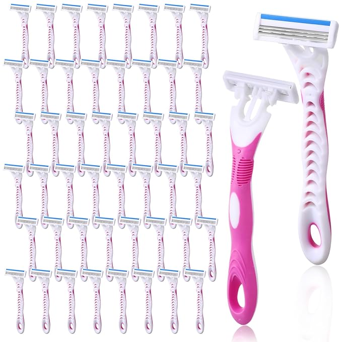 48 Count Women's Disposable Razors Blades Bulk 3 Blade Razors for Women Disposable Head Razor Sensitive Skin Razor Comfortable Shave for Bathing Hotel Travel
