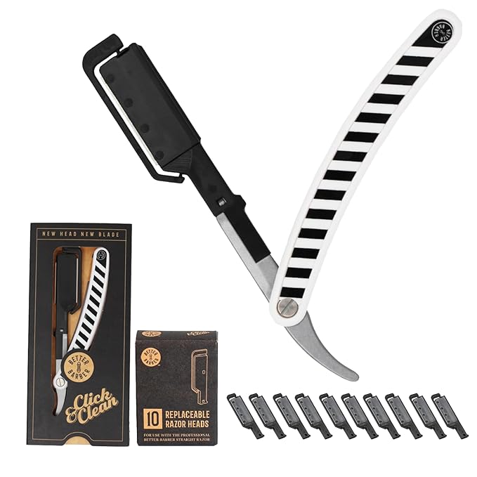 Patented Professional Straight Razors for Men - Barber Razor for Shaving with 11 Disposable Blades - Easy to Use and Replace Mens Straight Razors for Home Use, Ideal Gift for Dad by Better Barber
