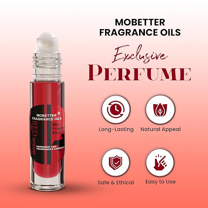 MOBETTER FRAGRANCE OILS Pola Red Intense Cologne Body Oil for Men (10ml Roll On)