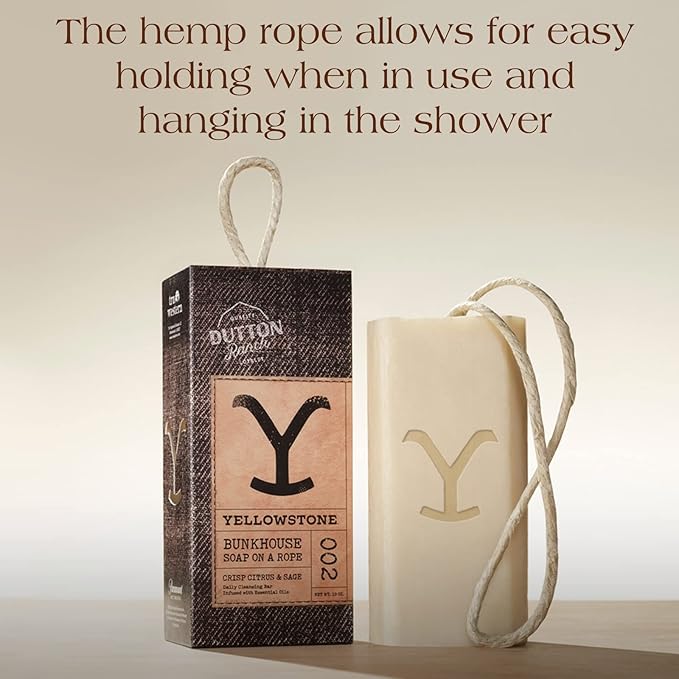 Tru Fragrance Beauty Yellowstone Bunkhouse Artisanal Bar Soap- Officially Licensed Soap of Paramount Network's Yellowstone - Crisp Citrus & Sage,10 oz