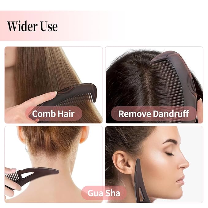 Dandruff Comb, Stainless Steel Fine Tooth Lice/Flea/Psoriasis Comb, Scalp Oil Buildup Removal Wide Hollow Tooth Button Hairbrush for Scalp Massage Care for Man Women and Kids (Red)