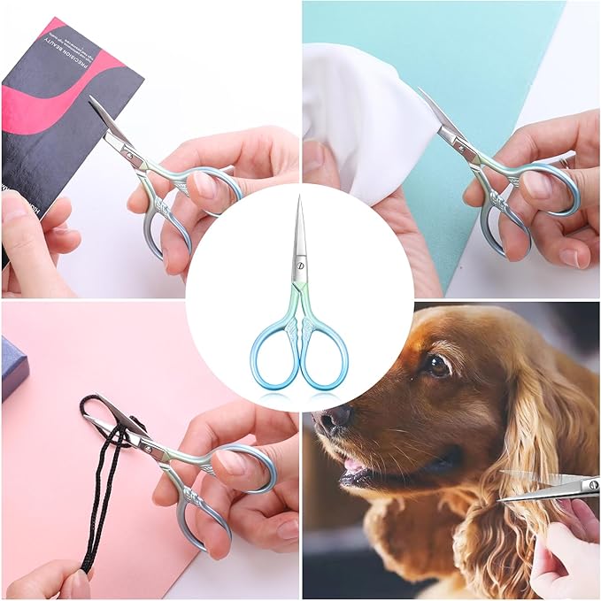 2PCS Vintage Style Scissors - Small Vintage Sharp Detail Shears for DIY Craft, Sewing, Artwork,scissors yarn Needlework Yarn, Fabric Cutting, Thread Snips Color Titanium