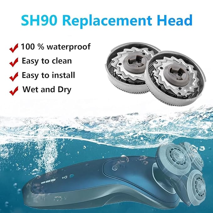 6 Pack SH90 Replacement Shaver Heads Compatible with Philips Norelco Series 9000, SH90 Replacement Blades for Philips Electric Shaving Series 9000 and Series 8000