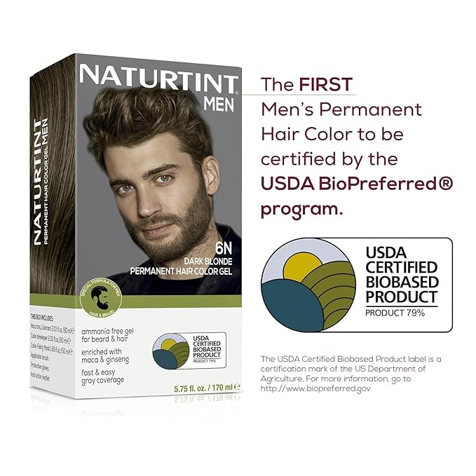 Naturtint Mens Permanent Hair Color for Hair Beard and Mustache (6N Dark Blonde)