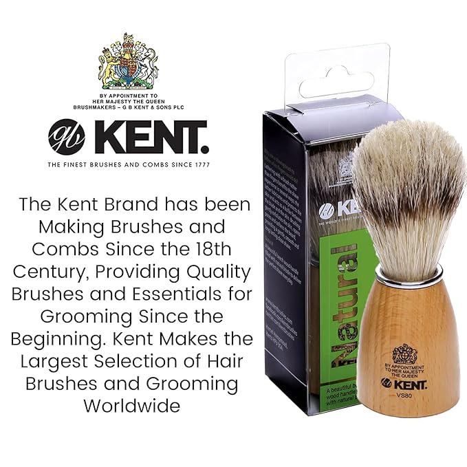 Kent VS80 Natural Badger Bristle Shaving Brush Shaving Kit for Men for Safety Razor, Shaving Razors for Men. Perfect Lather Shaving Brush for Shave Cream, Shaving Soap. Kent Luxury Shaving Since 1777