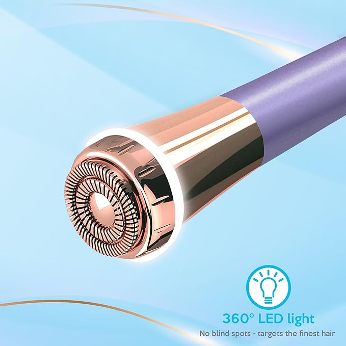 Facial Hair Remover for Women | 18K Gold 20mm Dual Ring Head | 360° LED Light USB Rechargeable