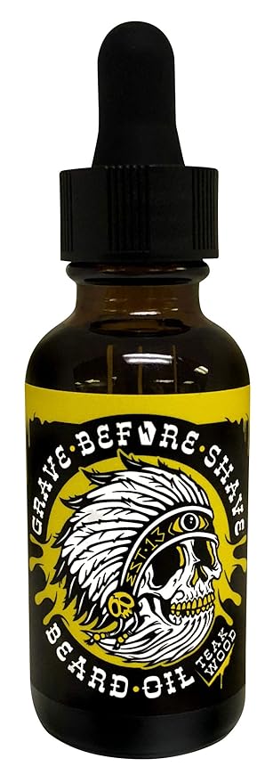 Grave Before Shave Teakwood Beard Oil 1 oz. bottle with dropper top dispenser