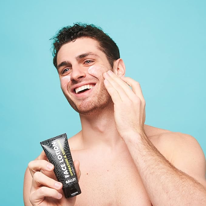 Ballsy Mens Face Lotion w/Vegetable Collagen, Caffeine, Coconut Oil, & More - Hydrating Lotion to Reduce Dryness, Aging Signs, Wrinkles –Cruelty Free, Paraben Free Men Face Moisturizer (3 Fl oz)