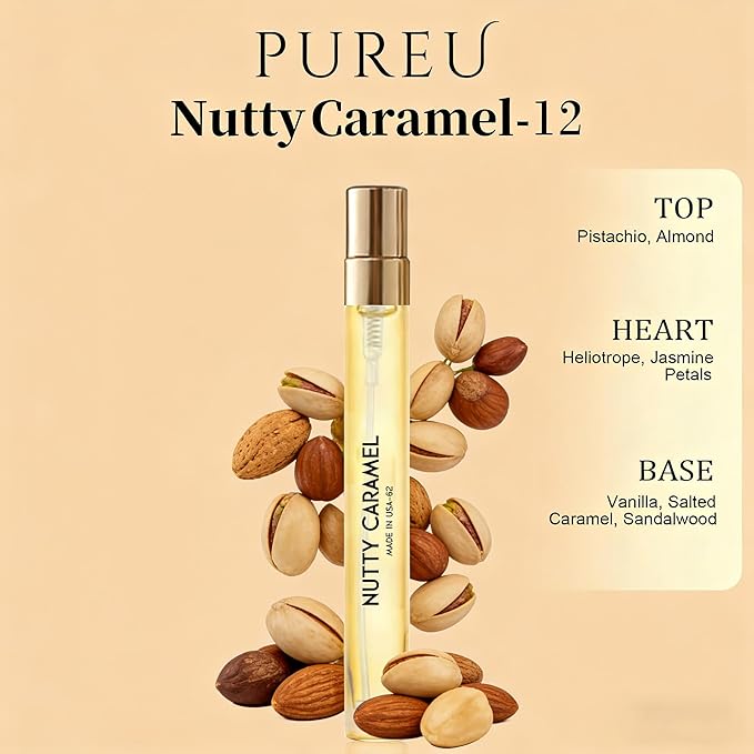 PUREU Perfumes for Women & Men, Amber Vanilla Floral Cologne Eau de Parfum, Long Lasting Perfume Oils Gift Ideas.Travel Size 0.4oz/12 mL-Nutty Caramel 62