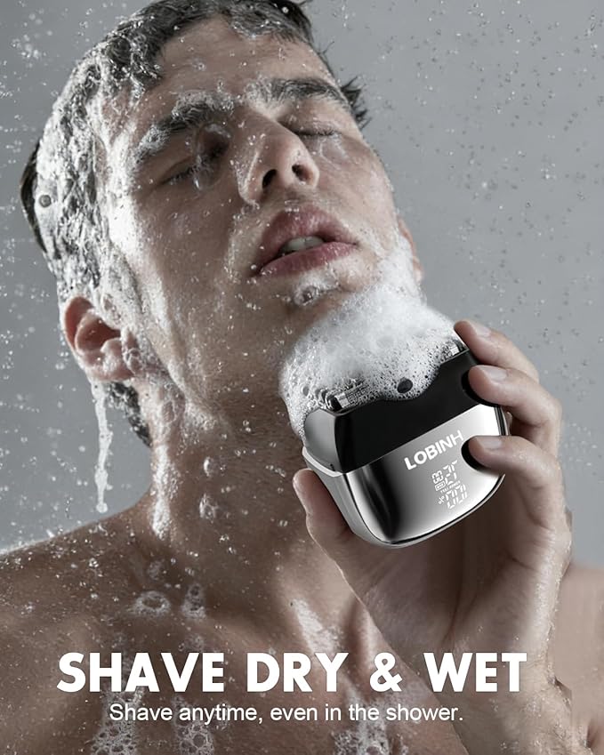 Electric Foil Shaver for Men - 6-Blade Floating Head Electric Razor, 100% Waterproof Wet & Dry Shave, Rechargeable Cordless Razor, LED Display & USB-C Fast Charge,Gifts for Him