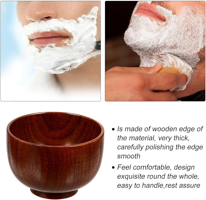 Housoutil Wooden Shaving Soap Bowl Cup, Natural Wood Shave Mug Container for Men, Sturdy Beard Shave Soap Cup Suitable for Daily Shaving Routine