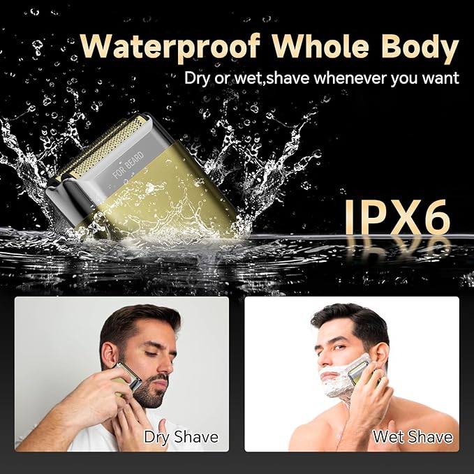 RUIM Electric Razor for Men – 2-in-1 Foil Shaver & Trimmer, USB-C Fast Charging, IPX6 Waterproof Wet/Dry, for Face Head & Beard Grooming, Travel Essentials