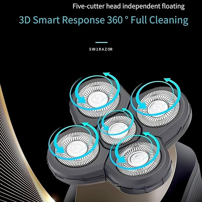 3-Pack Replacement Shaver Heads for Bald Men, Compatible with Freebird Electric Shaver for Smooth Comfortable Shave - 5 Blades Refills for Bald Head Maintenance