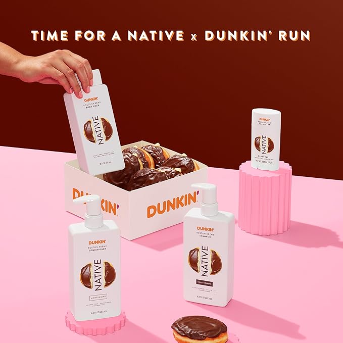 Native Body Wash, Dunkin Boston Kreme, Contains Naturally Derived Ingredients | For Women & Men, Sulfate, Paraben, & Dye Free Leaving Skin Soft and Hydrated | 18 oz