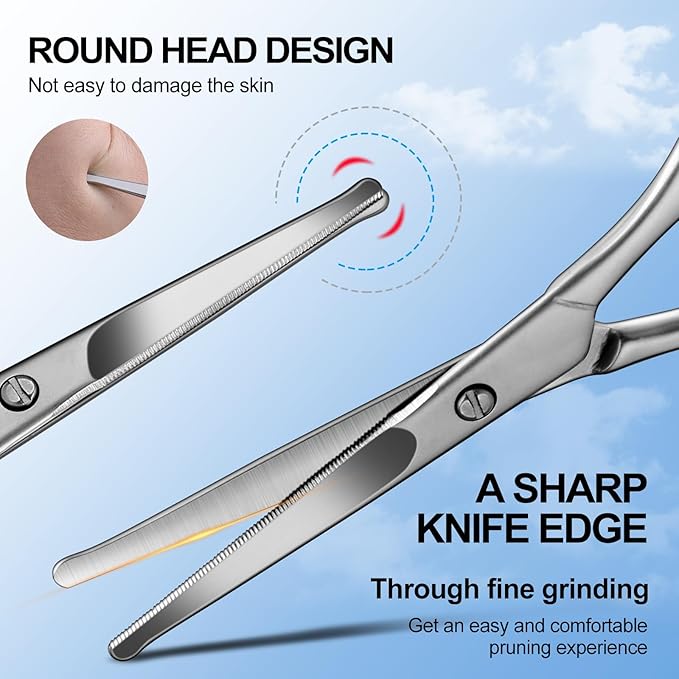 4.1inch round-headed stainless steel small scissors, suitable for trimming facial hair, nose hair, eyebrows, eyelashes, beards, personal care and salon beauty salons (matte silver)