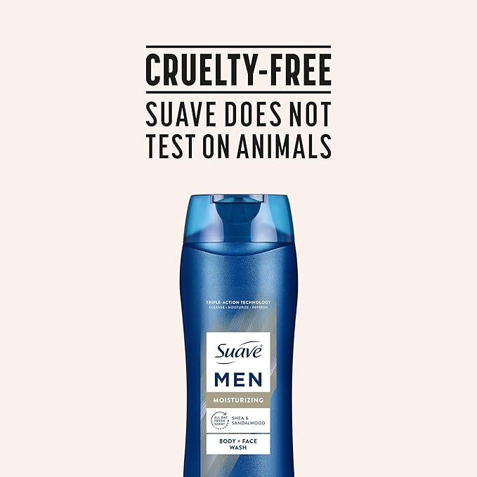 Suave Men Ultra Moisturizing Body & Face Wash, Shea & Sandlwood Scent, No Parabens, No Phtahaltes, 18 Oz Pack of 6