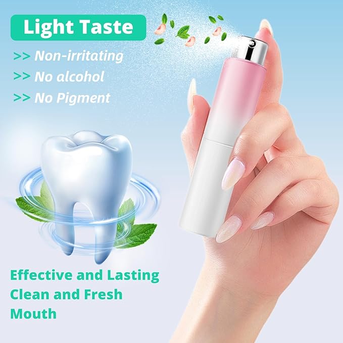 3 Count Oral Breath Spray, Mint Mouth Spray Fresh Breath, Breath Spray For Bad Breath for Adults, Dry Mouth Spray Effective Mouth Oral Breath Spray, Mint, Peach, and Green Grapes