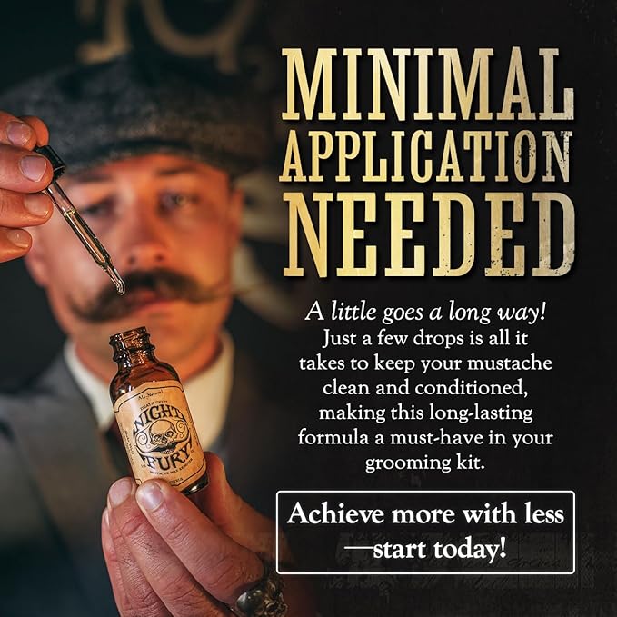 THE VINTAGE GROOMING CO. Mustache Wax Remover Night Fury Oil by Death Grip - Get Wax Out Of Your Handlebar Moustache Or Beard | Mustache Cleaner Kit