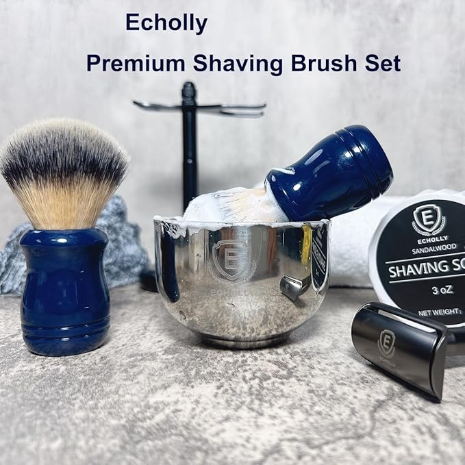Shaving Brush for Men – Nylon Bristles with Deep Blue Plastic Handle – Professional Shaving Tool for Lathering & Skin Preparation – Durable & Ergonomic Design (Blue Point)