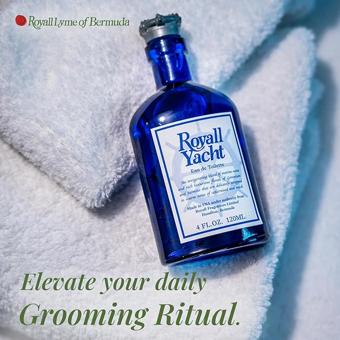 ROYALL YACHT, Men's Eau de Toilette, Marine Citrus & Vetiver Fragrance – 4 oz Spray