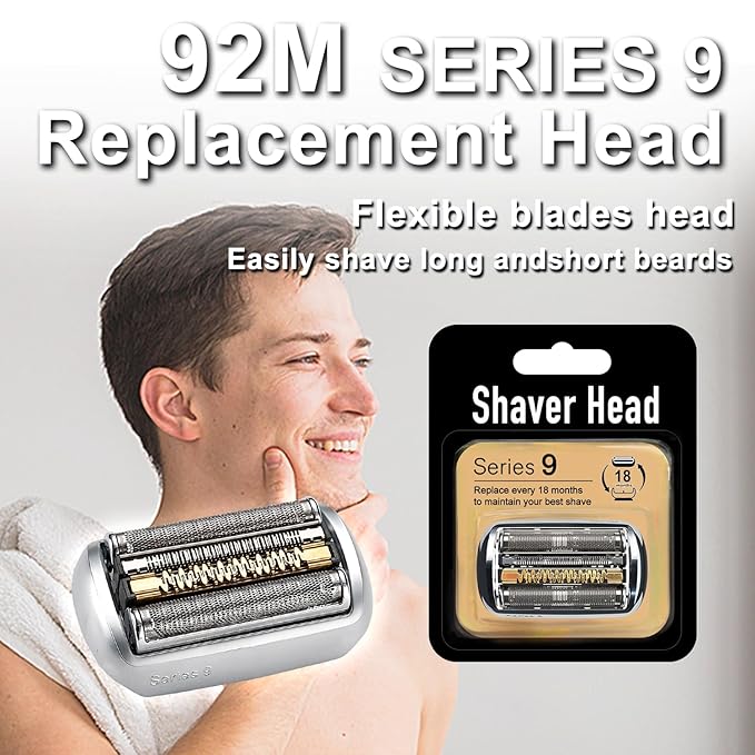 92M Series 9 Electric Replacement Shaver Head Accessories Series 9 Electric Shaver blade Compatible with Braun Series 9 9290cc, 9291cc, 9370cc, 9293s, 9385cc, 9390cc, 9330s, 9296cc (Upgraded ver.)