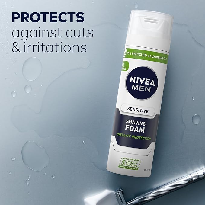 NIVEA MEN Shaving Foam For Sensitive Skin, 200 milliliters