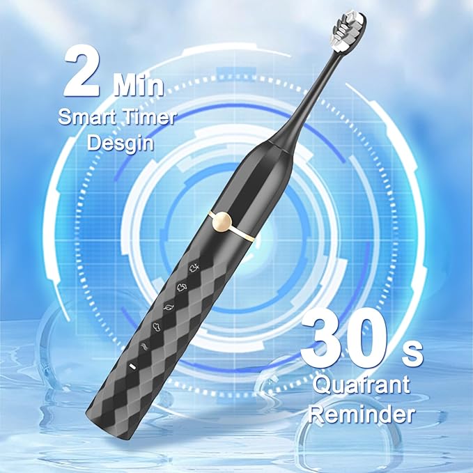 Water flosser+Electric Toothbrush Combination Set -5-Speed Sonic Electric Toothbrush, 4-Speed Portable Water flosser, Super Waterproof, a Great Gift for Friends (Black)
