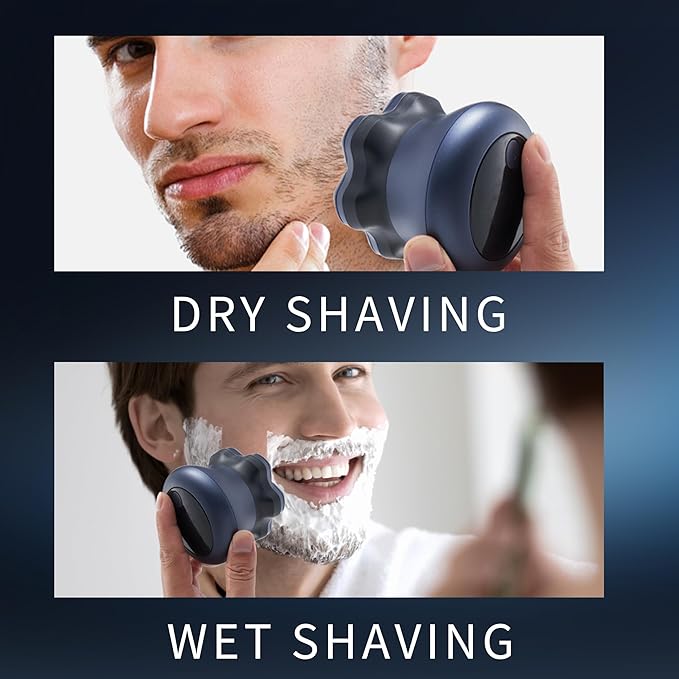 Upgraded 7D Head shavers for Bald Men,Bald Head Electric Razors,Waterproof Dry Wet Rotary Shavers/Razor for Balder with an Extra agnetic Head（Blue）