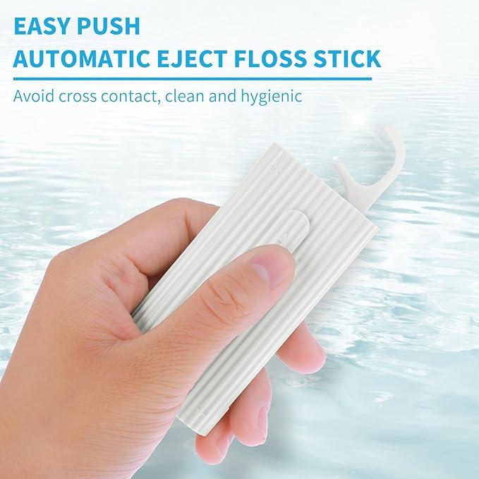 WLLHYF Portable Dental Floss Pick Organizer Travel Flosser Dispenser Storage Case Refillable Holder Boxes with 10 Floss Picks for Teeth Cleaning (White, Blue, Pink)