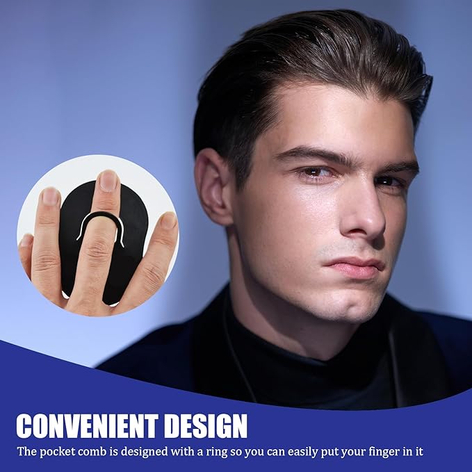 9 PCS Palm Combs for Men, Soft Portable Pocket Comb, Hand Comb, Scalp Massager Brush Combs, Beard Brush, for Men Women Home, Travel (Black)