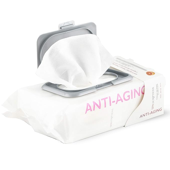 SpaScriptions Anti Aging Cleansing Facial Wipes - Hydrating & Firming Makeup Remover Wipes with Collagen & Grapefruit Extract For Brighter Skin, Daily Use Face Wipes For All Skin Types, 1-Pack (60ct)