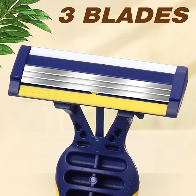80 Pcs Men's Disposable Razors Bulk 3 blade Disposable Razors Set Sensitive Skin Razor for Men Travel Razors Disposable Head Razor for Hotel Saunas Spa Donations Collective Use Daily