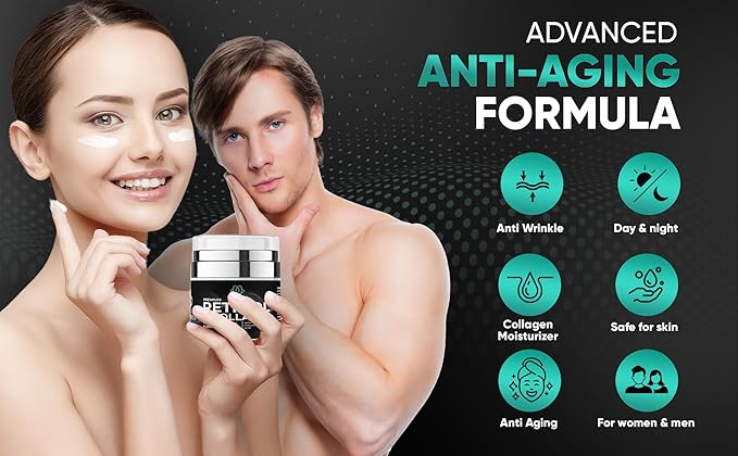 Retinol Cream for Face & Neck, Collagen Moisturizer, Day & Night Cream for Women & Men, Anti Aging, Wrinkle Cream with Hyaluronic Acid, Made in USA