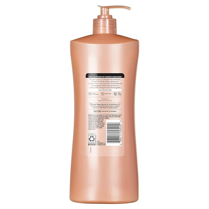 Suave Micellar Infusion 2-in-1 Purifying Shampoo + Conditioner, Gently Cleanses & Conditions for Manageable Hair, Daily Use for All Hair Types, 28 FL OZ Pump, 4 Count