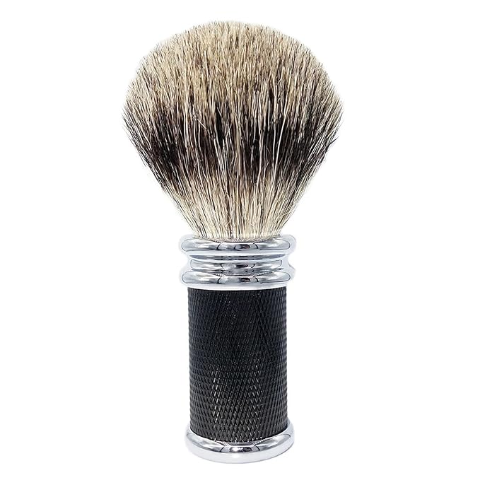 Professional Men's Shaving Brush Natural Pure Badger Hair Bristle Knot for Husband Father Brother Boyfriend Barber Grade Daily Grooming Tool Gift (Black Brush)