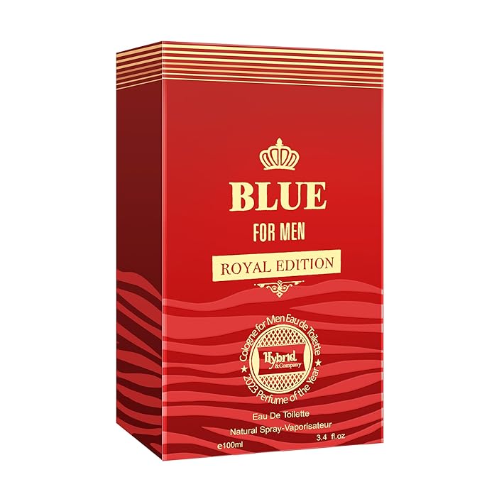 Hybrid & Company Blue For Men Fresh Sweet Strength Scent Mens Perfume,3.4 Fl Oz