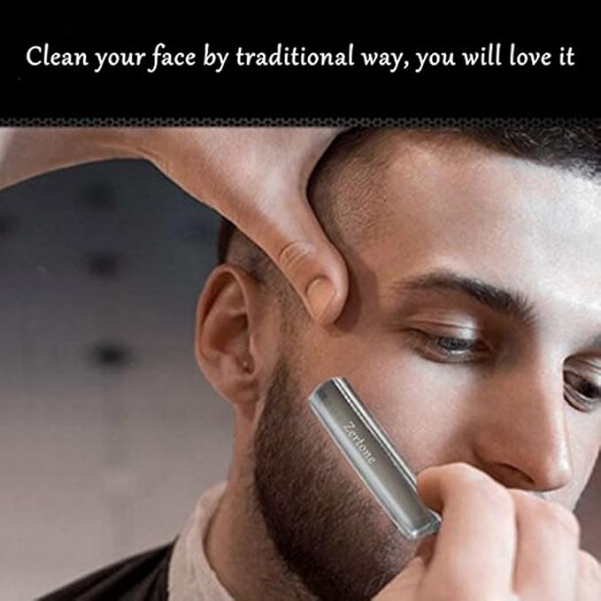Zertone Straight Razors for Men Natural Wood Scale - Straight Edge Razor Sharp, High Carbon Alloy Steel Cutthroat Straight Edge Blade, Vintage Wood Handle, Barber Razor