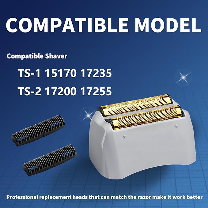 4 Pack Pro Shaver Replacement Foil and Cutters Compatible with andis No.17150/17155/17200 Shaver Foil Replacement
