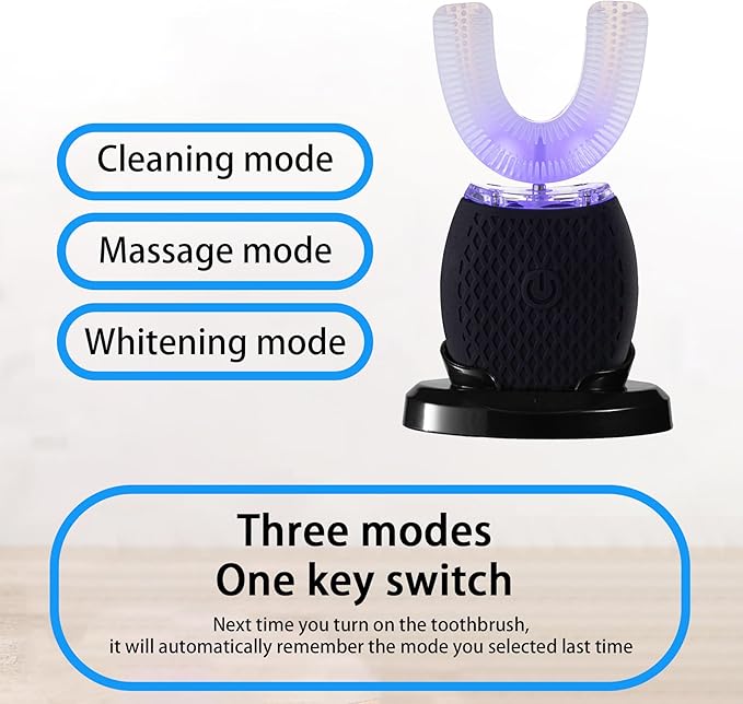 Ultrasonic Toothbrush for Adults - Automatic Electric Toothbrush Rechargeable Portable 30'' Automatic Timer Wireless Charging Washable Travel Home Dual-use (Black)