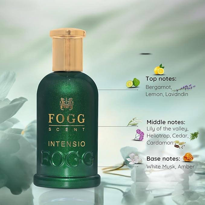 Fogg Scent Intensio Eau de Parfum for Men | Strong Spicy Perfume | Bold Masculine Fragrance with Bergamot, Cedar & Amber | Long Lasting EDP | 3.38oz (100ml)