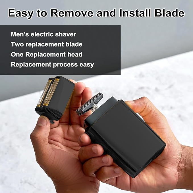 Replacement Foil and Cutter Head - Compatible with Baby*liss Foil Shaver，Double Foil Shaver Replacement Head, Compatible with BaBy*lissPRO trimmer Barberology FXFS2 Electric Razors(Black)
